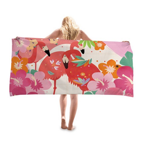 핑크 플라밍고 패턴 비치타월 70 x 35 cm, 11, 1개
