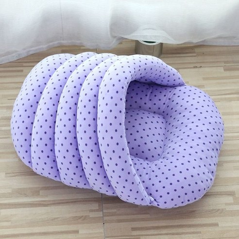 데이소이 고양이 부드러운 반오픈 숨숨집, 도트 퍼플, 1개