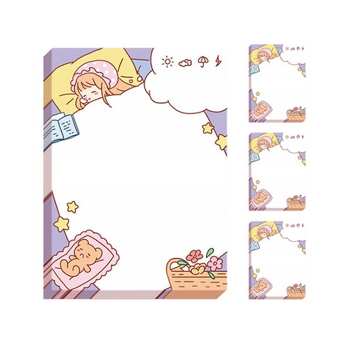 고양이소녀 점착메모지, 굿나잇, 4개