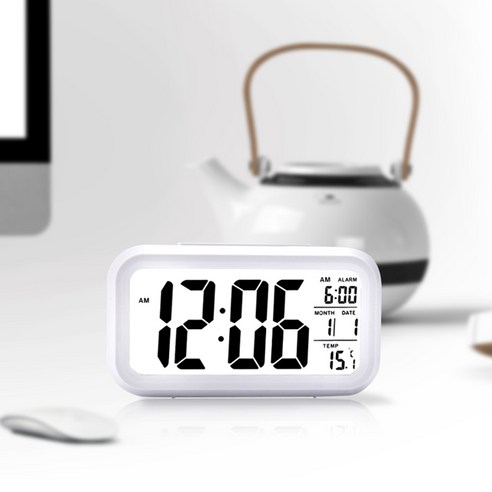 대형 LED 디지털 알람 탁상시계, 화이트