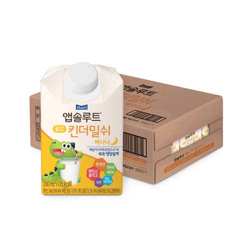 건강한 분유/어린이식품  앱솔루트 킨더밀쉬 바나나 200ml, 바나나 200ml x24개입, 1개