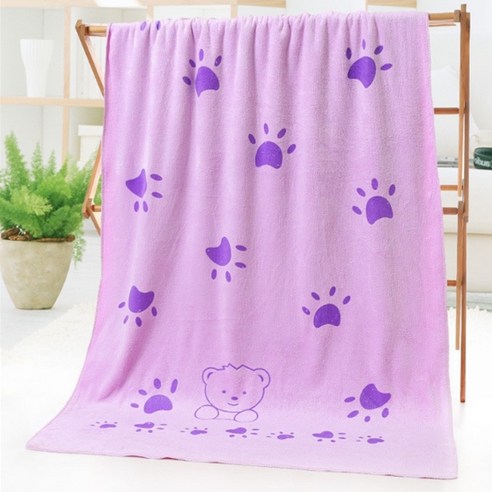 소니오 래빗앤베어 극세사 바스타월 비치타월 70 x 140 cm, 10 퍼플베어, 1개