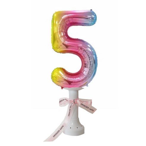 팡파티 81cm 숫자풍선 + 스탠드 + 리본 레인보우 세트, 1세트
