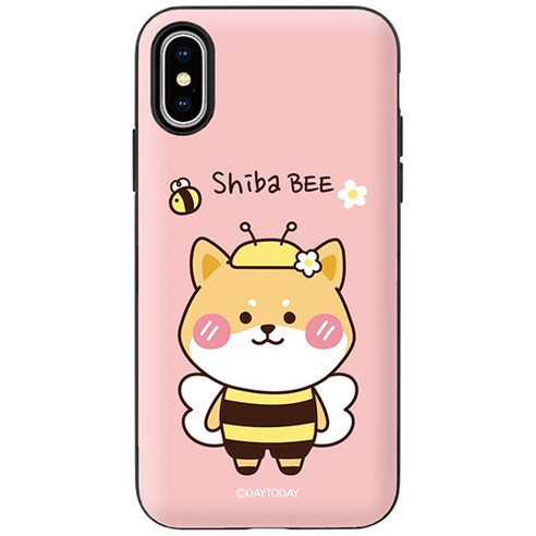 DAYTODAY 심쿵 시바 꿀벌 코스튬 마그네틱 카드 도어 범퍼 휴대폰 케이스
