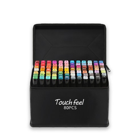 Touch Peel Double Head Alcohol Oil Macapen For Animation, 80 Colors, 1 Set