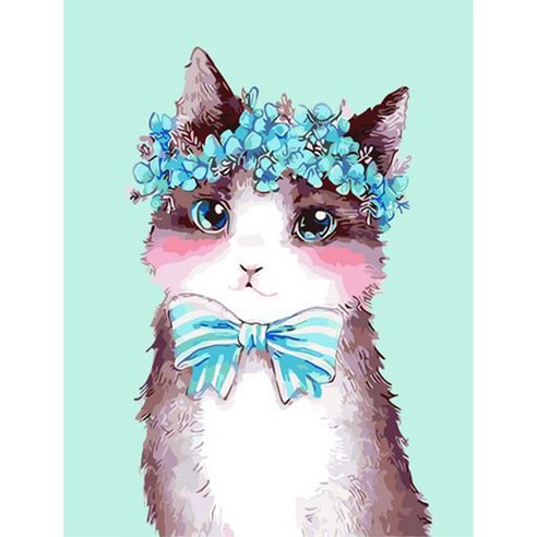 아이엠미니 DIY 별빛 명화그리기 + 광섬유 무드등 세트 30 x 40 cm, 블루 플라워 캣