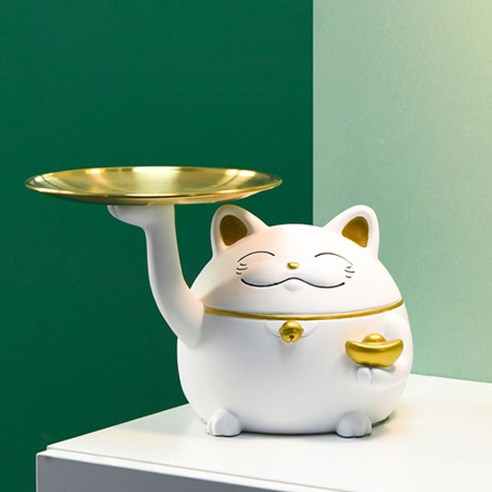 해피 행운 고양이 트레이, 화이트