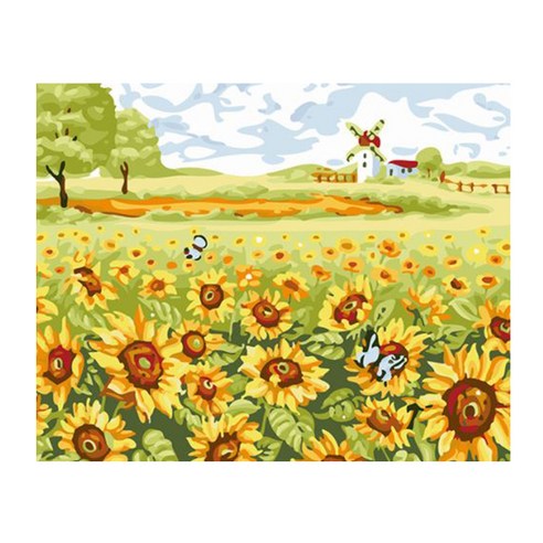 리빙듀오 DIY 유화그리기 40 x 50 cm, A-046 풍차 해바라기, 1개