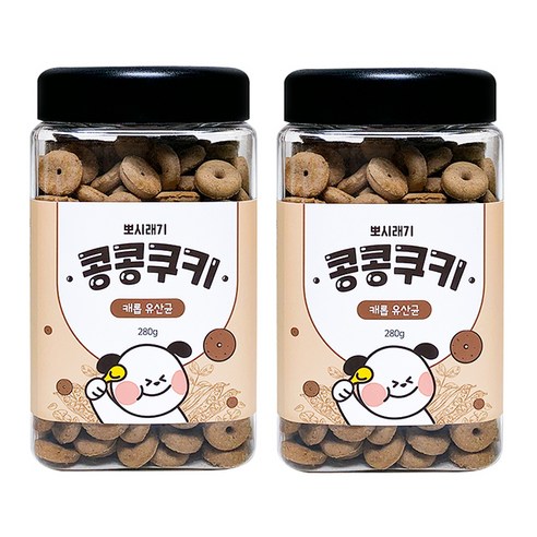 뽀시래기 강아지 콩콩쿠키 280g, 캐롭 유산균, 2개