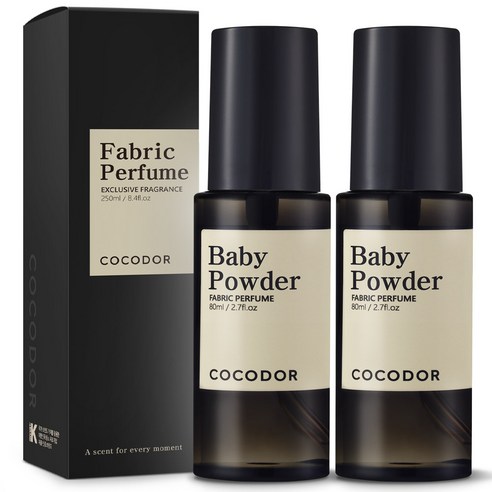 코코도르 패브릭 퍼퓸 섬유탈취제 본품, 80ml, 2개, 베이비 파우더