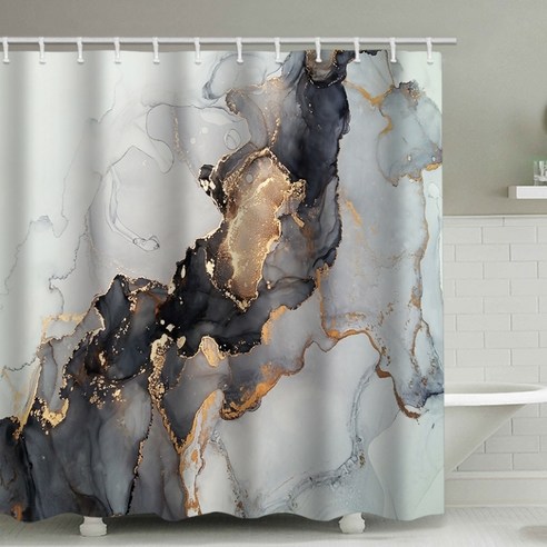 플로즈 대리석 무늬 방수 샤워 커튼 A01 180 x 180 cm, 1개
