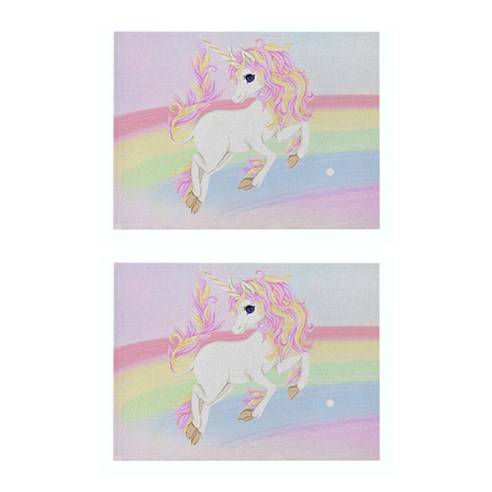 라벤더 유니콘 일러스트 플레이스 매트 2p, 29, 32 x 21 cm