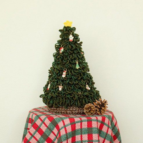 yarna 맥시 크리스마스 트리 + 인쇄도안 뜨개질 DIY 패키지, 240 + 241 (각1볼), 211다크그린 + 254, 240 코코아, 241 카키, 211 다크그린, 254 초콜릿(뜨개실), 1개