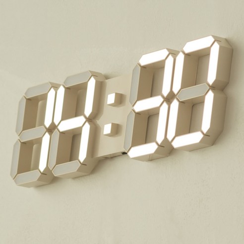 플라이토 코드리스 무선 인테리어 3D LED 벽시계 38cm + 배터리 3p 세트, 크림
