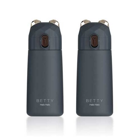푸코 베티 미니 원터치 보온병 2p + 세척솔 세트, Black, Black, 270ml