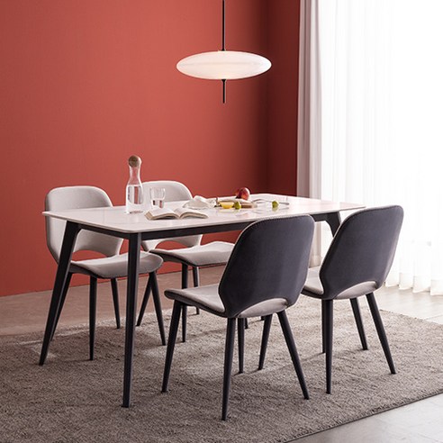 잉글랜더 아티 통세라믹 4인용 식탁 + 의자4p 방문설치, 마블화이트