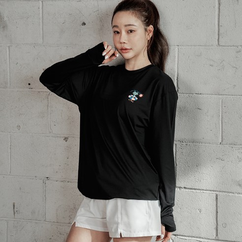 튜브트리 여성용 핏조절 래쉬가드 스트링 롱슬리브 B9204