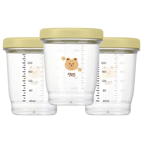 티지엠 에코젠 이유식 보관 용기, 240ml, 올리브, 1세트