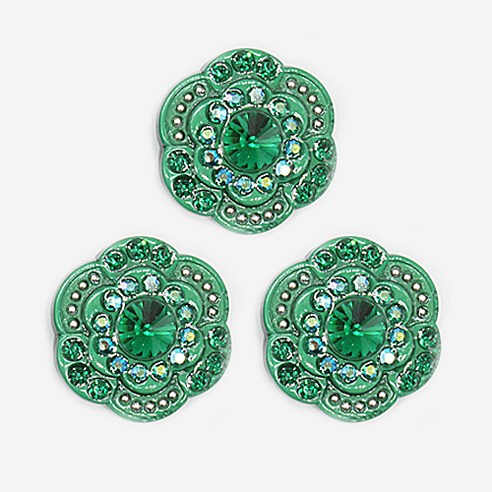 큐빅 보석 단추 벚꽃 21mm, 그린, 3개