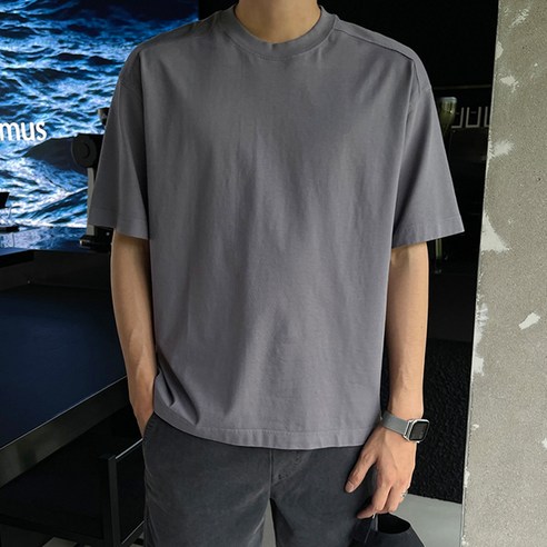 조군샵 남성용 가먼트다잉 절개 스탠다드 반팔 티셔츠 JG1957