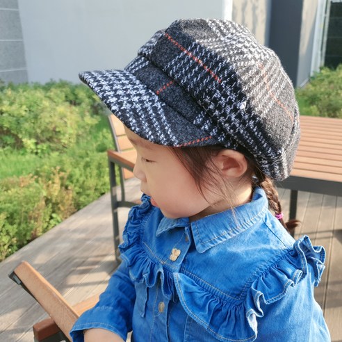 후니네 아동용 체크팔각 헌팅캡 베레모