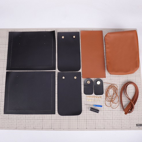바이비드 Rogar 핸드메이드 DIY 배색 숄더백 만들기 키트, 1세트, 블랙브라운