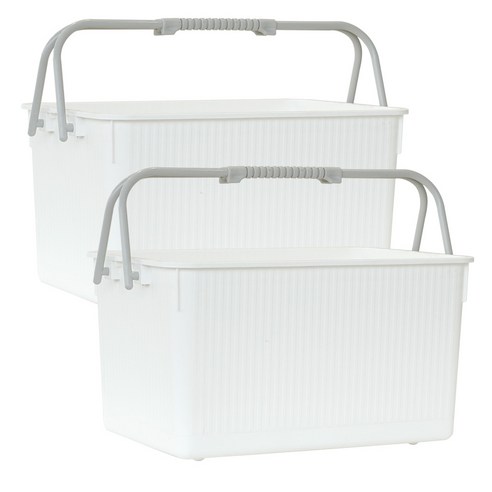 모니카 핸들형 수납박스 33L, 화이트, 2개