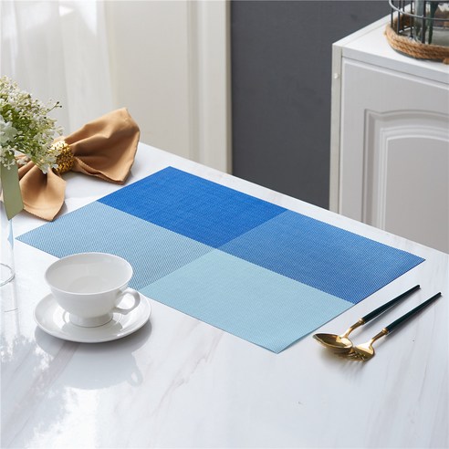 라온투유 북유럽 모던 테이블매트 4p, 18 그리드 블루, 300 x 450 mm