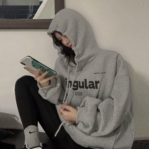 여신 레터링 싱귤러 오버핏 후드티