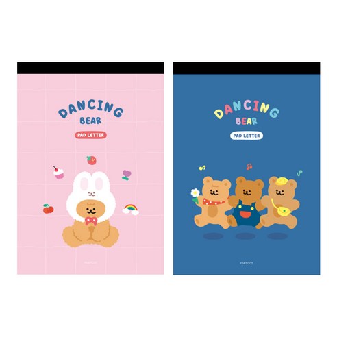 핑크풋 5000 댄싱베어 패드편지지 2종 세트, 네이비, 핑크, 1세트 
카드/엽서/봉투