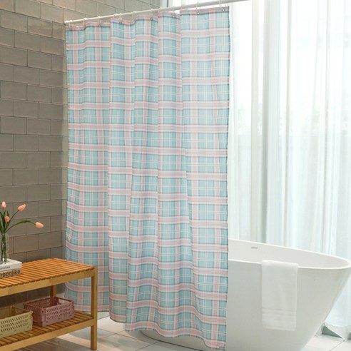 욕실 인테리어 샤워커튼 민트핑크 180 x 180 cm, 1개, 핑크