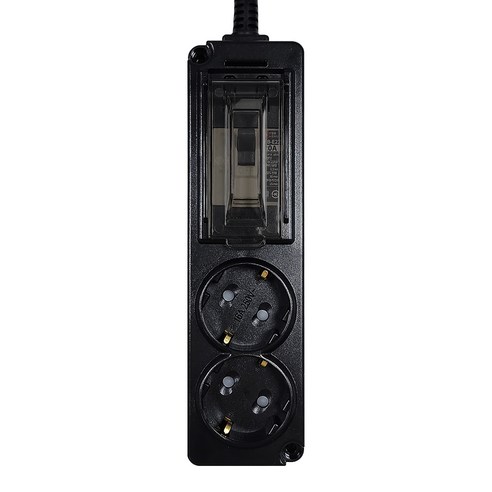 에코파워탭 고용량 배선차단용 2구 멀티탭, 3m, 블랙, 1개