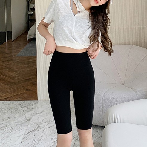 데이소이 여성용 무지 하이웨스트 요가 바이커쇼츠
