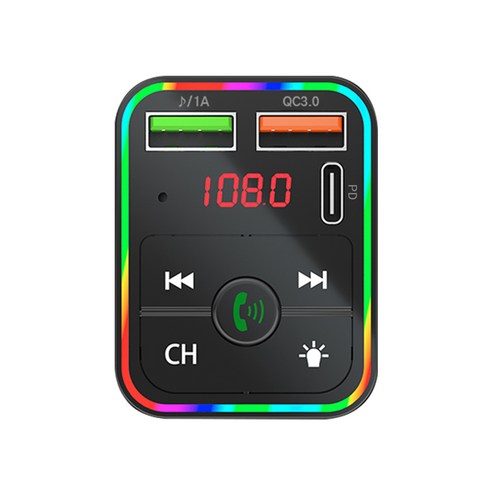 코시 C타입 USB-A 고속충전 차량용 블루투스 카팩, AT4110BT/4110, 블랙