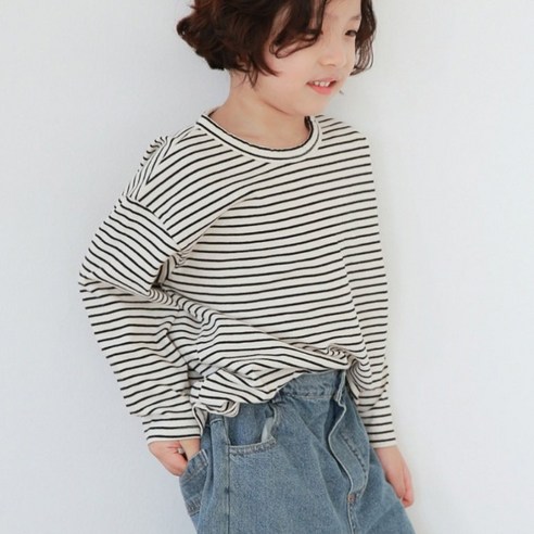미니달콩 아동용 봄비 줄무늬 티셔츠