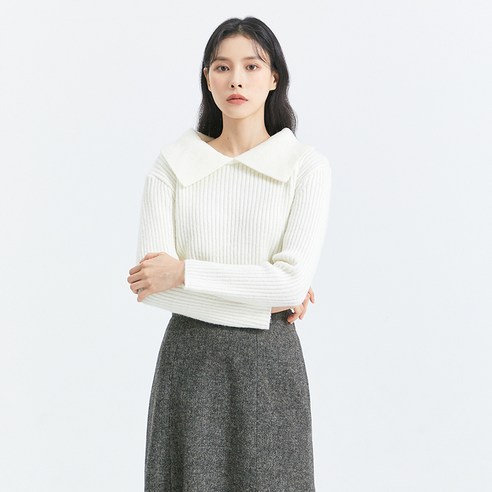 미쏘 여성용 빅카라 골지 스웨터