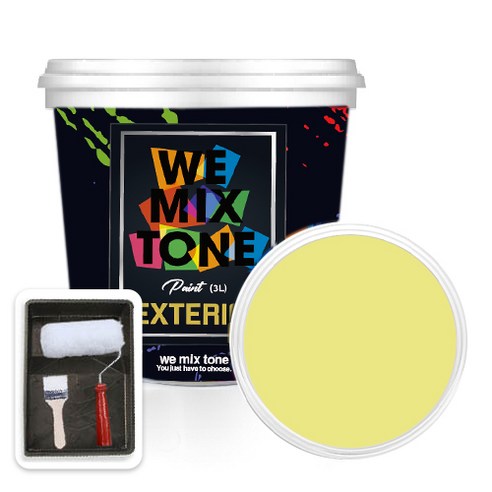 WEMIXTONE 외부용 EXTERIOR 페인트 3L + 붓 + 로울러 + 트레이 세트, WMT0475P01(페인트), 1개