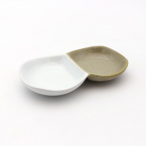 달소금 도자기 2칸 땅콩소스기 14 x 7 x 1.5 cm, 옐로우(유광), 1개