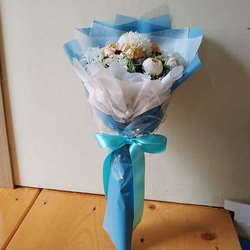 두쓰하우스 조화 실크플라워 초콜릿 꽃다발 포장 DIY 키트, 1개, 블루