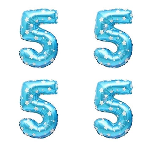 숫자 은박 풍선 소, 별블루 5, 4개
