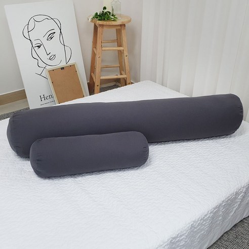 마일드 세미마이크로 원통쿠션 바디필로우 커버 + 솜, 차콜