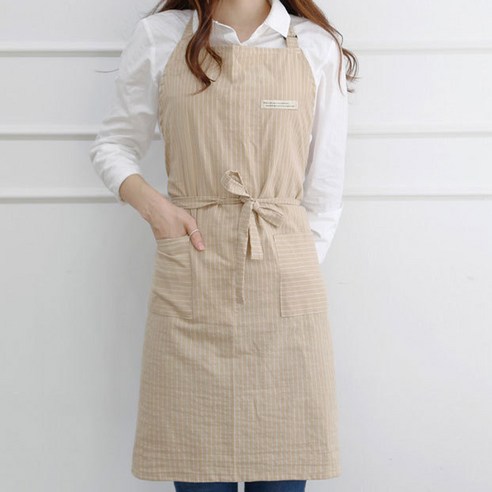 데이소이 모던 스트라이프 미술용 앞치마, 베이지