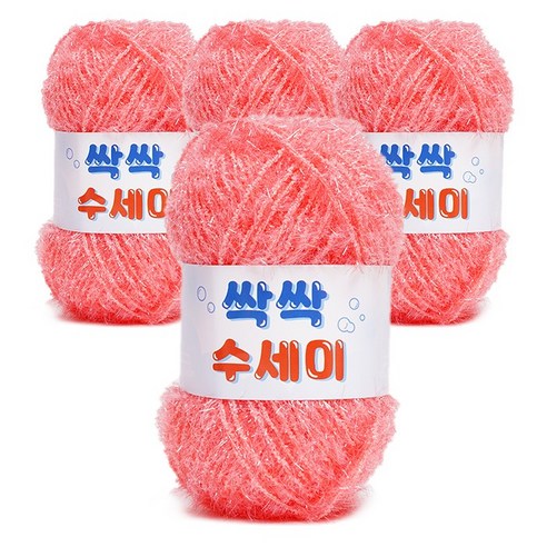 쎄비 싹싹수세미 뜨개실 80g 4p, 313 연한 코랄핑크