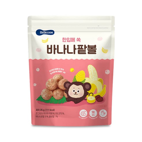 베베쿡 한입에 쏙 바나나팥볼 25g, 바나나 + 팥 혼합맛, 1개