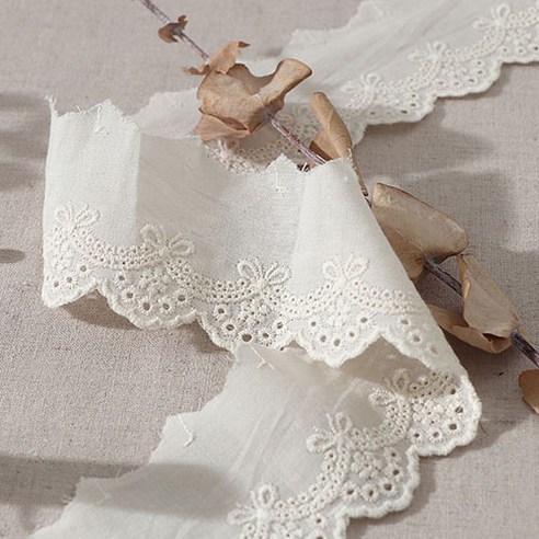 사브리나 면 자수 레이스, 내추럴, 2개