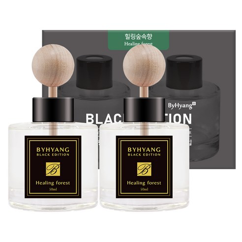 바이향 블랙에디션 카 디퓨저 50ml 본품, 2개, 힐링숲속향