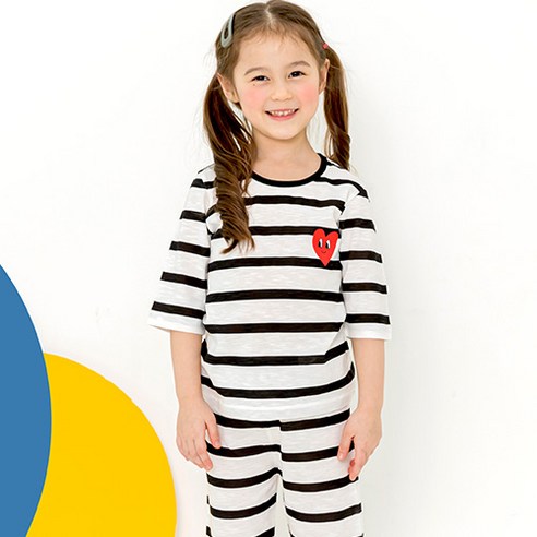 메이키즈 컬러링하트 슬라브 상하 세트: 편안하고 다용도 아이복