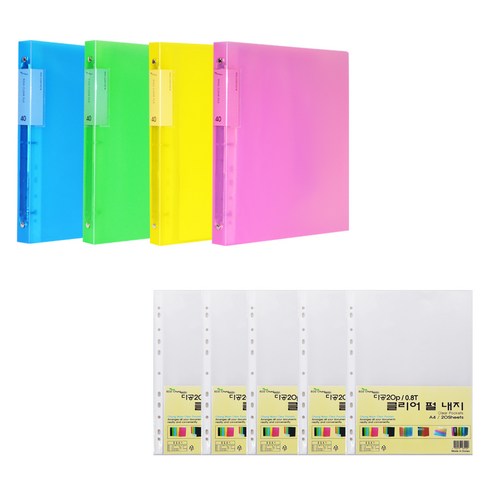 에코청운 링클리어파일 A4 40매 x 4p + 리필 속지 0.8mm 100매 세트, 랜덤발송, 1세트