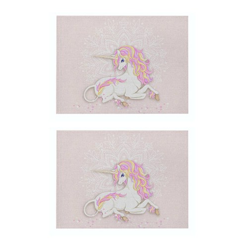라벤더 유니콘 일러스트 플레이스 매트 2P, 026, 32 x 21 cm