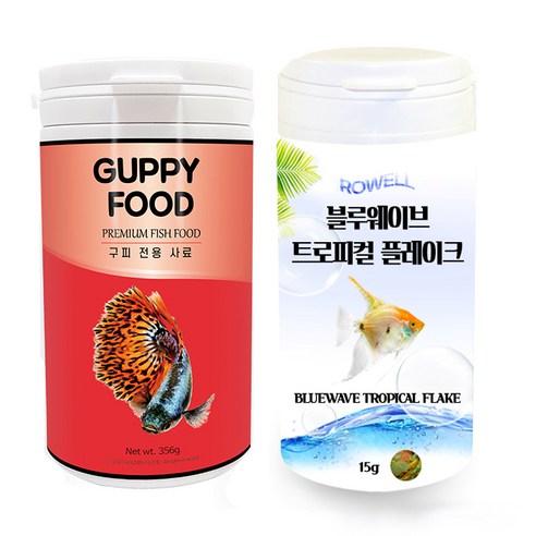 모스트펫 구피사료 356g + 블루 웨이브 트로피컬 플레이크 15g 세트, 1세트